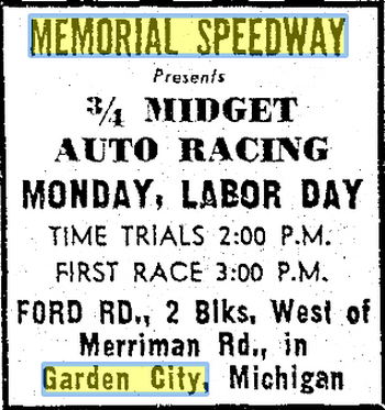 Memorial Speedway - Sept 1953 Ad (newer photo)